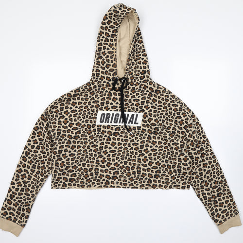 H&M Womens Beige Animal Print  Pullover Hoodie Size L