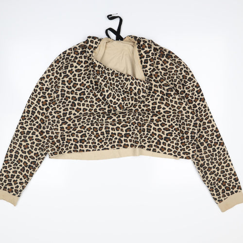 H&M Womens Beige Animal Print  Pullover Hoodie Size L