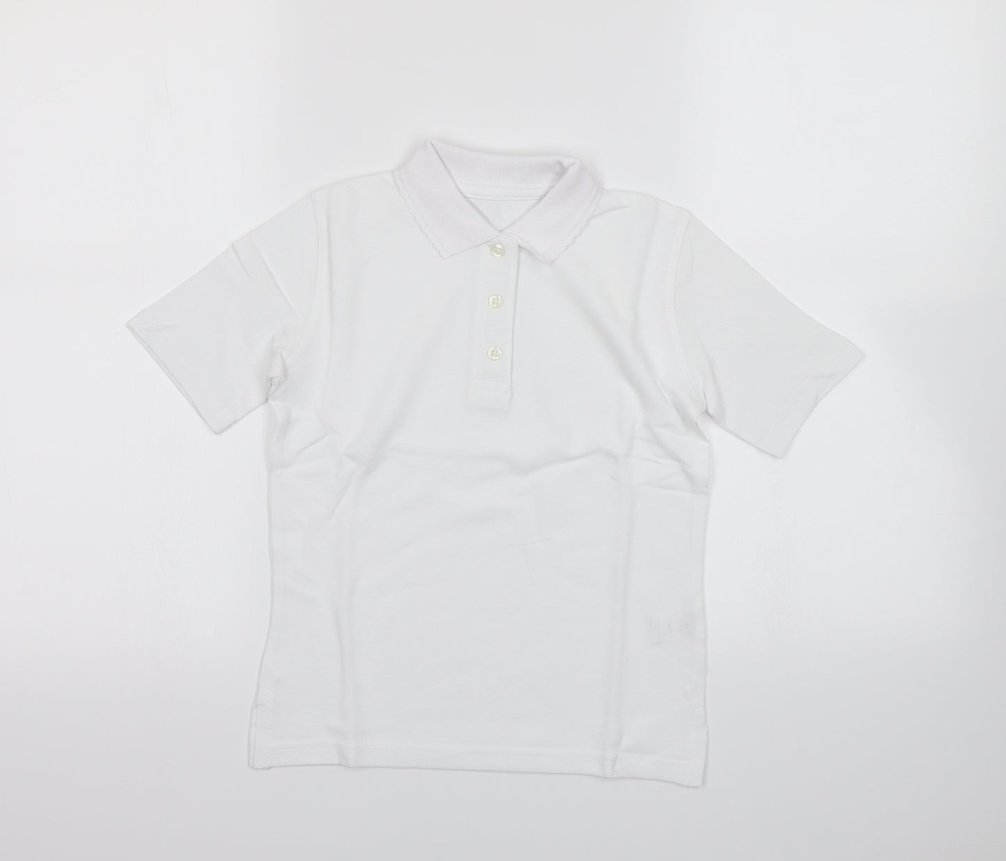 Lily & Dan Girls White   Basic Polo Size 6-7 Years