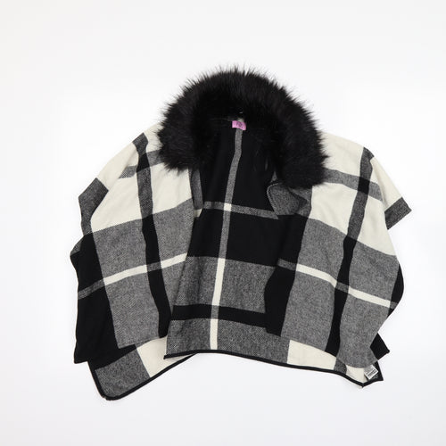 F&F Girls Black Check  Cardigan Jumper Size 7 Years