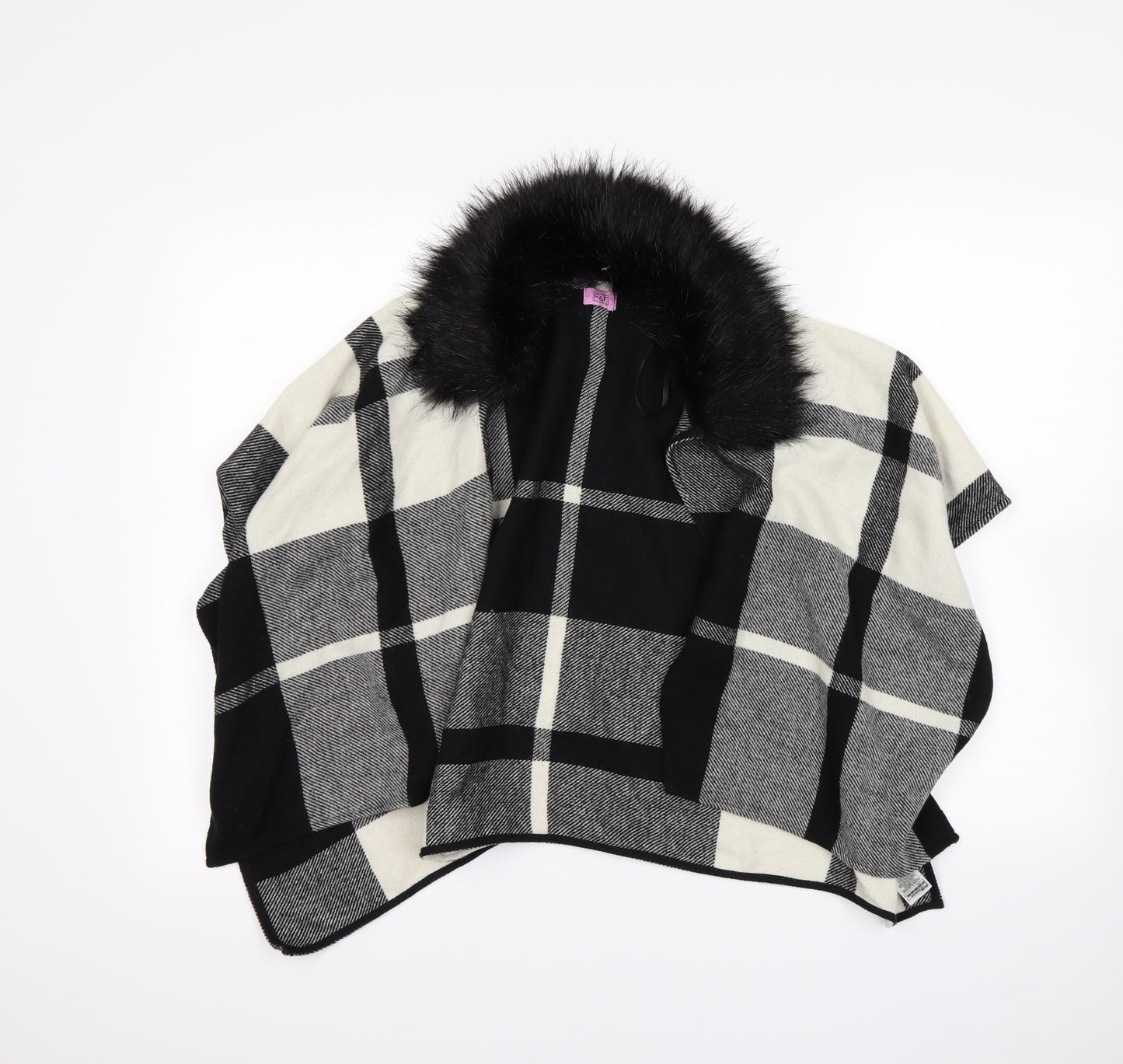 F&F Girls Black Check  Cardigan Jumper Size 7 Years