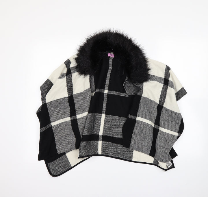 F&F Girls Black Check  Cardigan Jumper Size 7 Years