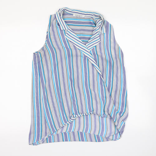 Rose & Olive Womens Blue Striped  Basic Blouse Size M