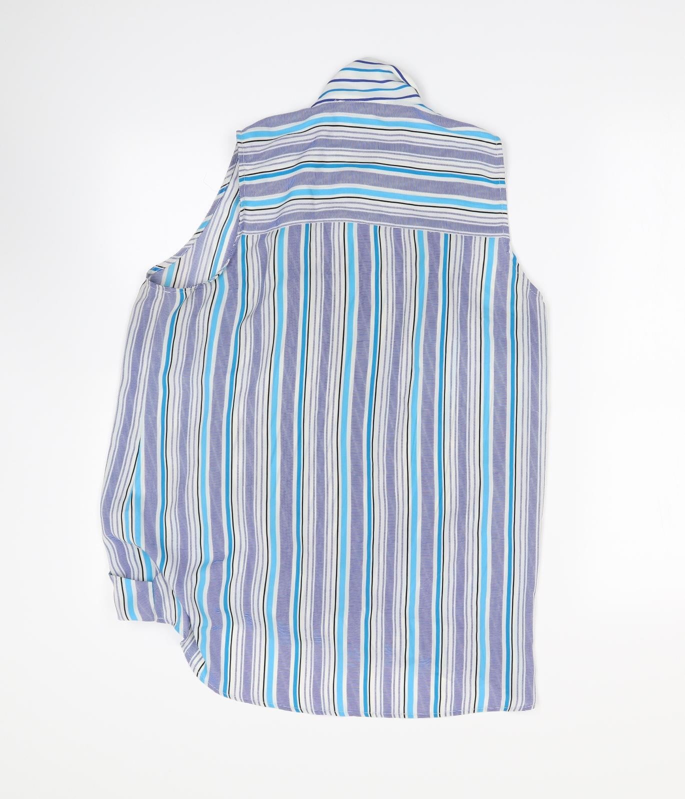 Rose & Olive Womens Blue Striped  Basic Blouse Size M