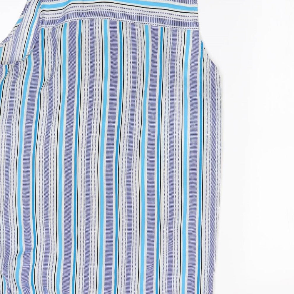 Rose & Olive Womens Blue Striped  Basic Blouse Size M