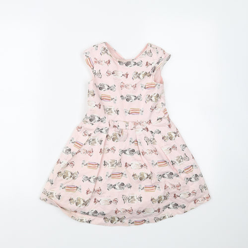 NEXT Girls Pink Spotted  Fit & Flare  Size 6 Years