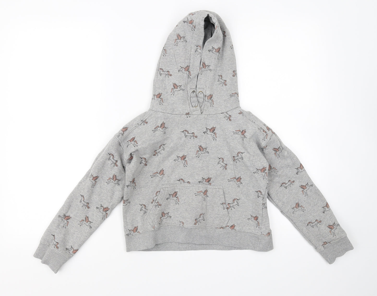 NEXT Girls Grey Animal Print  Pullover Hoodie Size 10 Years