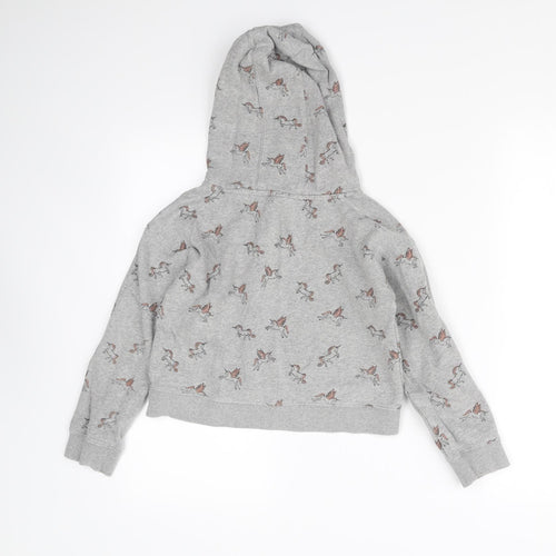 NEXT Girls Grey Animal Print  Pullover Hoodie Size 10 Years