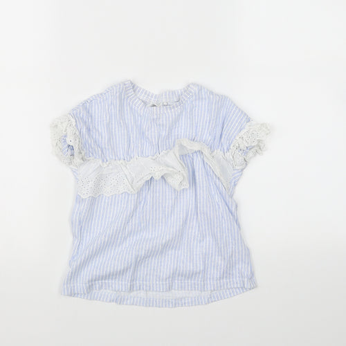 NEXT Girls Blue Striped  Basic T-Shirt Size 5 Years
