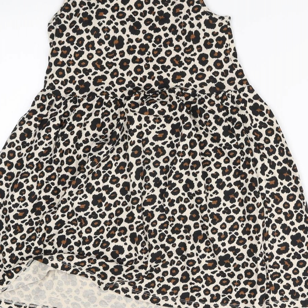 H&M Girls Beige Animal Print  Fit & Flare  Size 7 Years