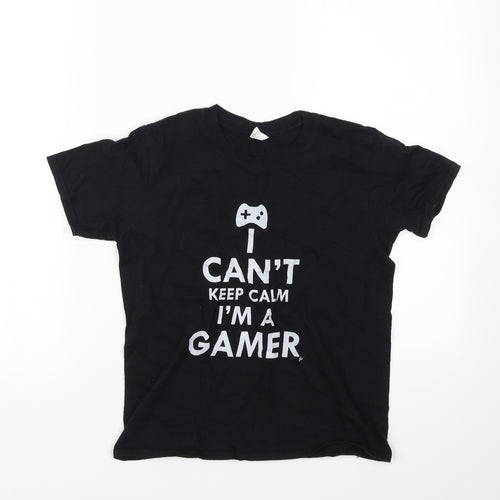 Gildan Boys Black   Basic T-Shirt Size L