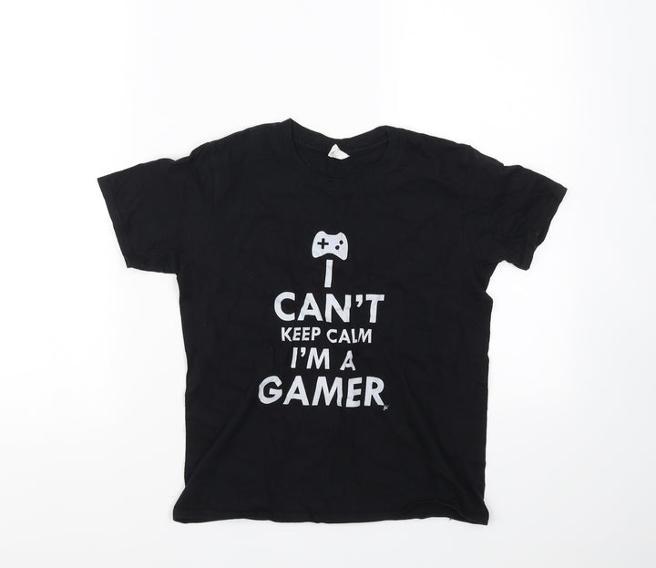 Gildan Boys Black Basic T-Shirt Size L