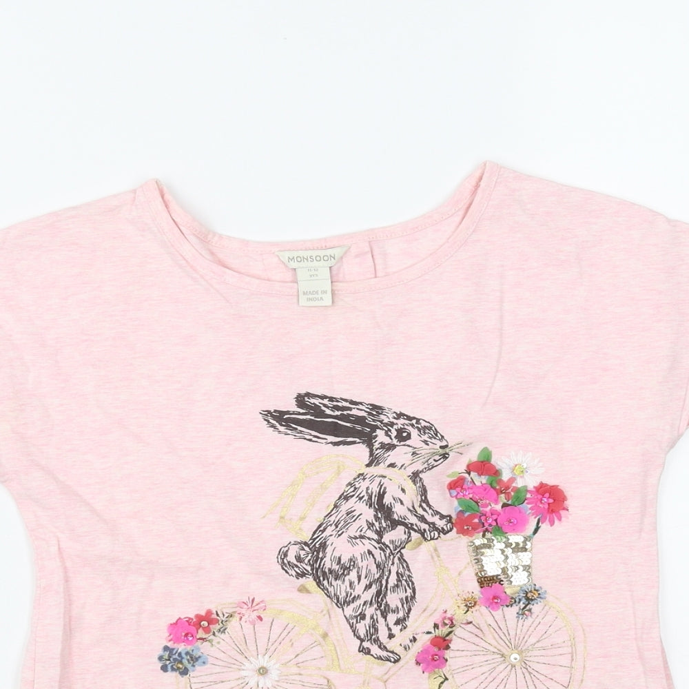 Monsoon Girls Pink   Basic T-Shirt Size 11 Years