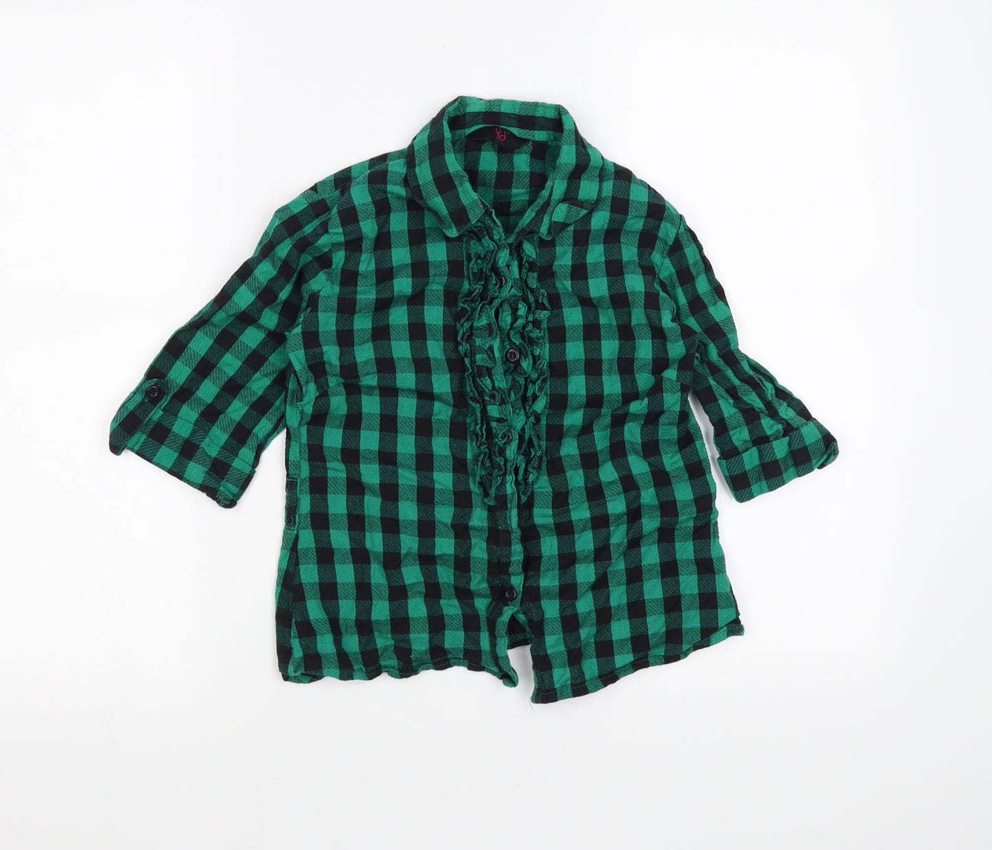 YD Girls Green Check  Basic Button-Up Size 12 Years
