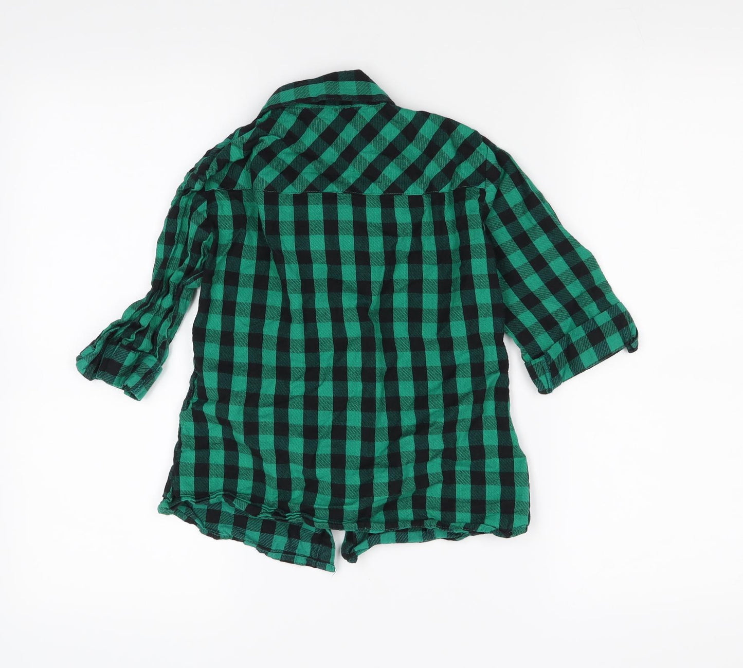YD Girls Green Check  Basic Button-Up Size 12 Years