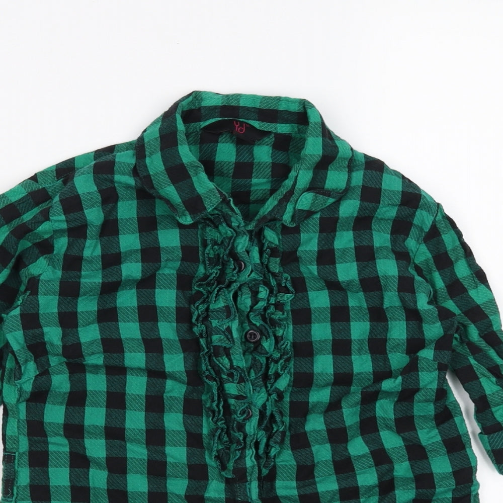 YD Girls Green Check  Basic Button-Up Size 12 Years