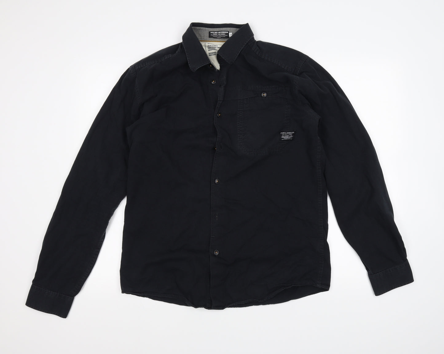 JACK & JONES Mens Black    Dress Shirt Size L