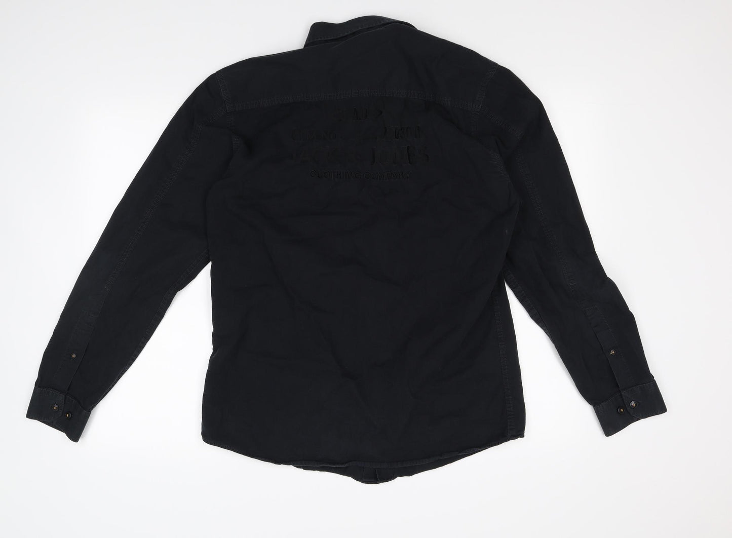 JACK & JONES Mens Black    Dress Shirt Size L