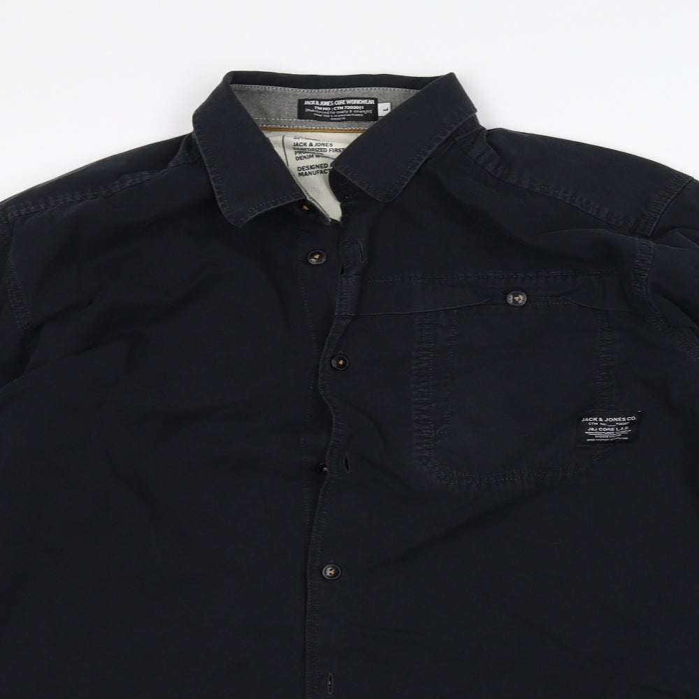 JACK & JONES Mens Black    Dress Shirt Size L