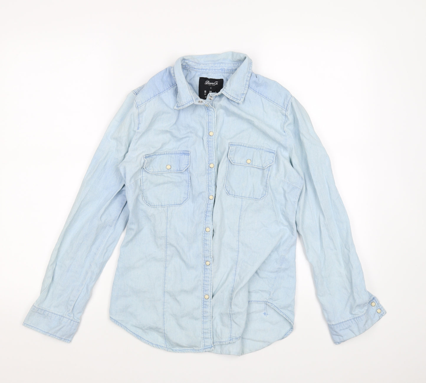 Denim & Co. Womens Blue   Basic Button-Up Size 10