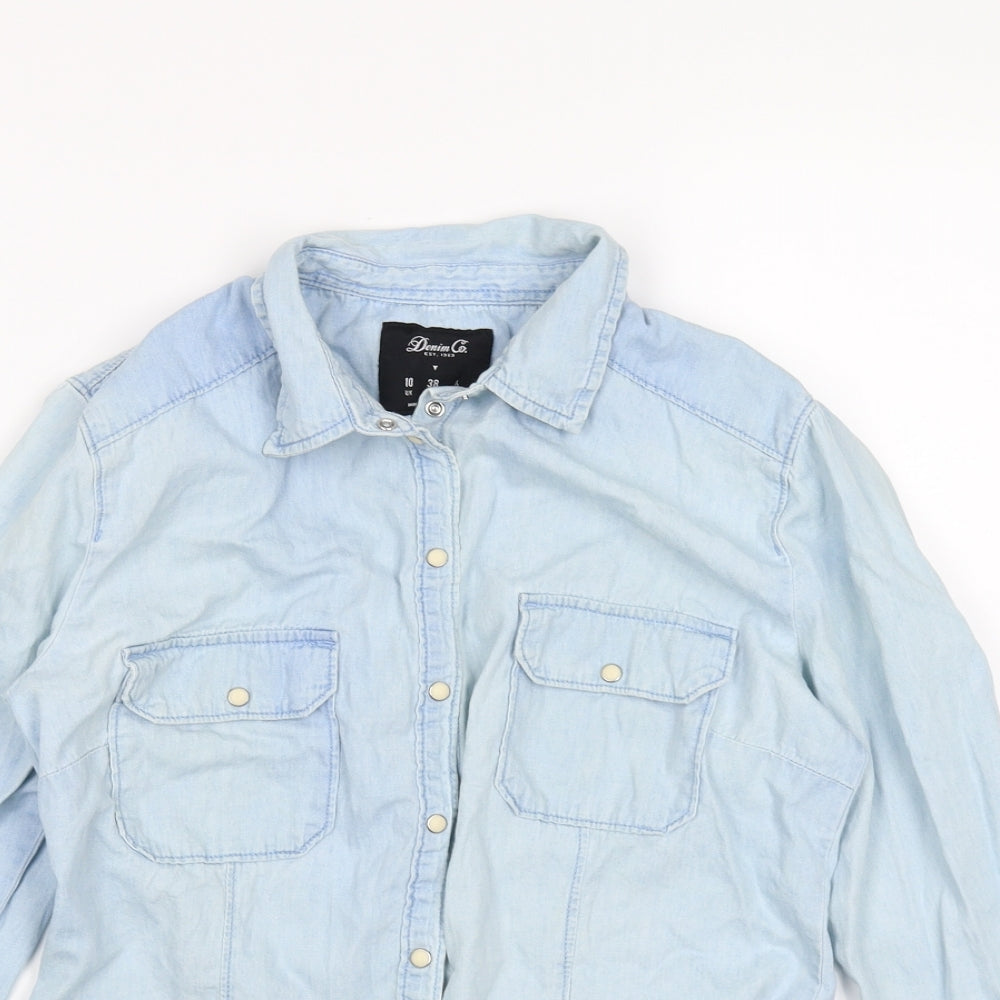 Denim & Co. Womens Blue   Basic Button-Up Size 10