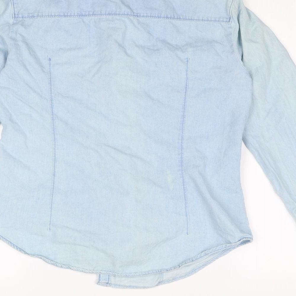 Denim & Co. Womens Blue   Basic Button-Up Size 10