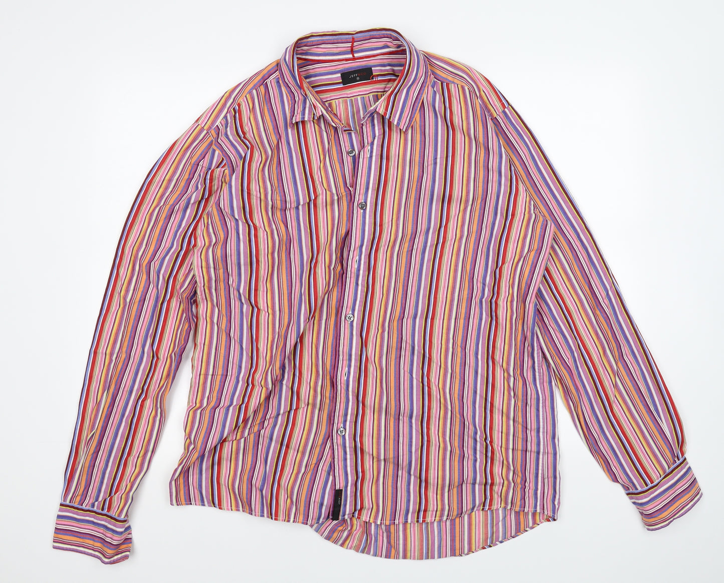 Jeff & Co Mens Red Striped   Dress Shirt Size M