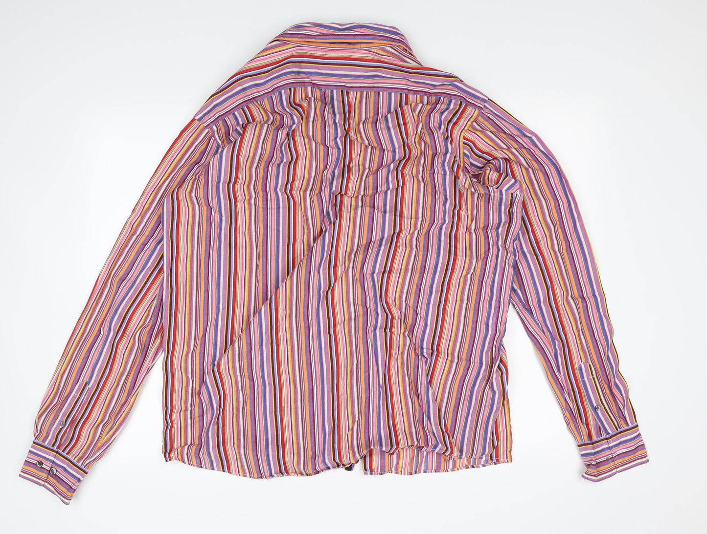 Jeff & Co Mens Red Striped   Dress Shirt Size M