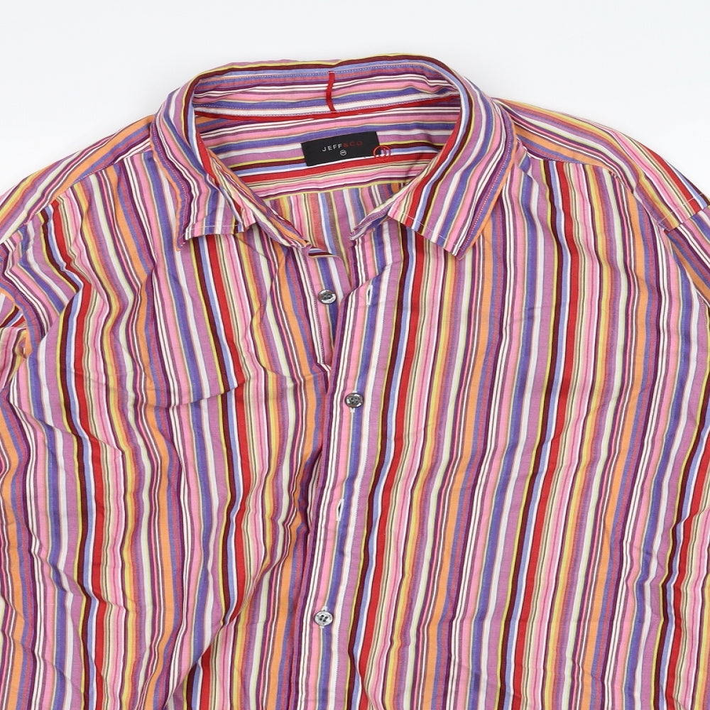 Jeff & Co Mens Red Striped   Dress Shirt Size M