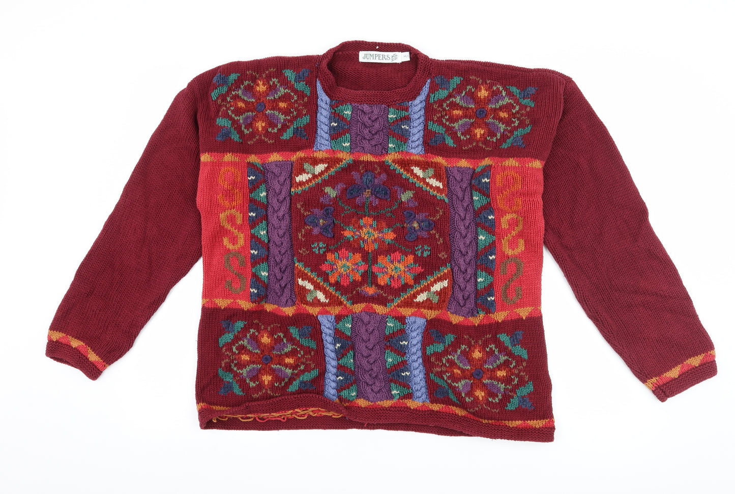 jumpers Womens Red Floral  Pullover Jumper Size M