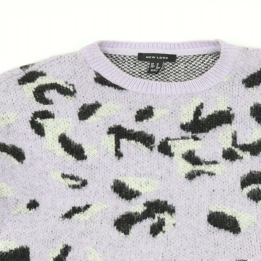 New Look Womens Purple Animal Print  Pullover Jumper Size M