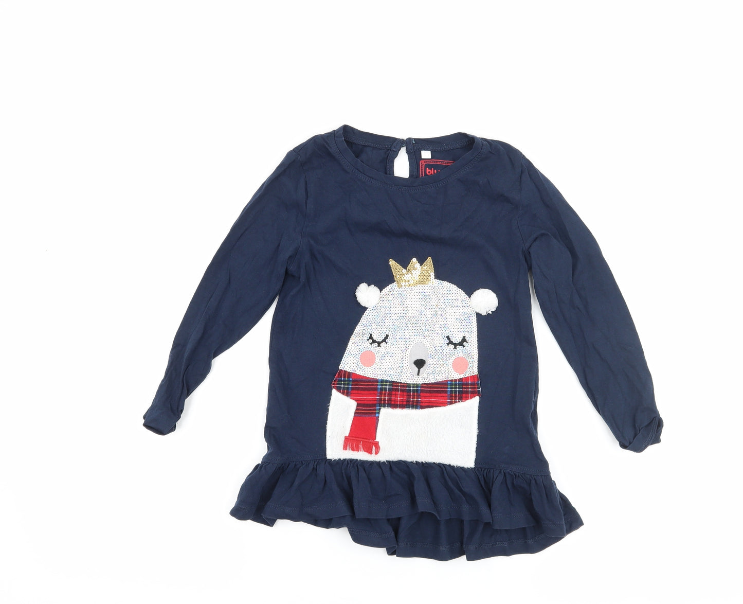 Blue Zoo Girls Blue   Basic T-Shirt Size 4-5 Years  - polar bear