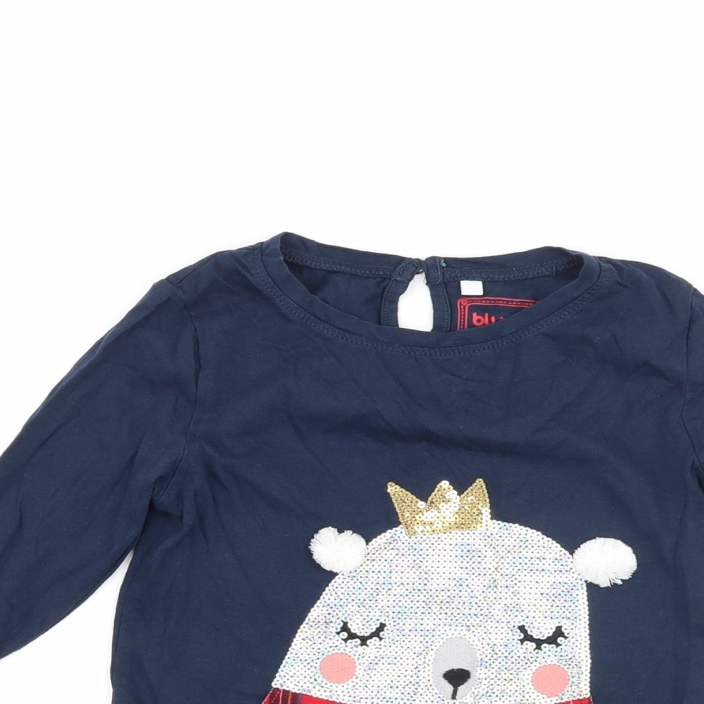 Blue Zoo Girls Blue   Basic T-Shirt Size 4-5 Years  - polar bear