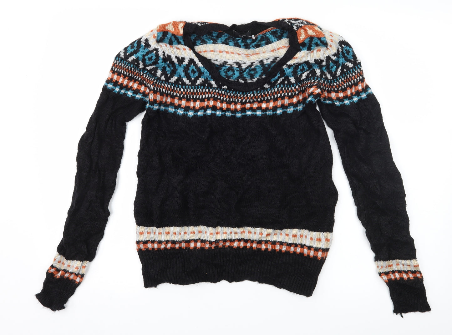 F&F Womens Black Geometric  Pullover Jumper Size 12