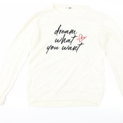 Pep & co Girls White   Pullover Jumper Size 12-13 Years  - Slogan