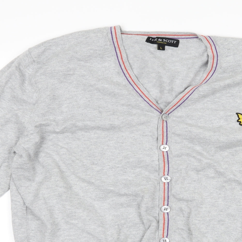 Lyle & Scott Mens Grey   Cardigan Jumper Size L