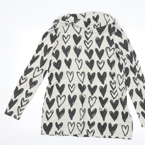 Kim & Co Womens Grey   Pullover Jumper Size S  - Love heart print