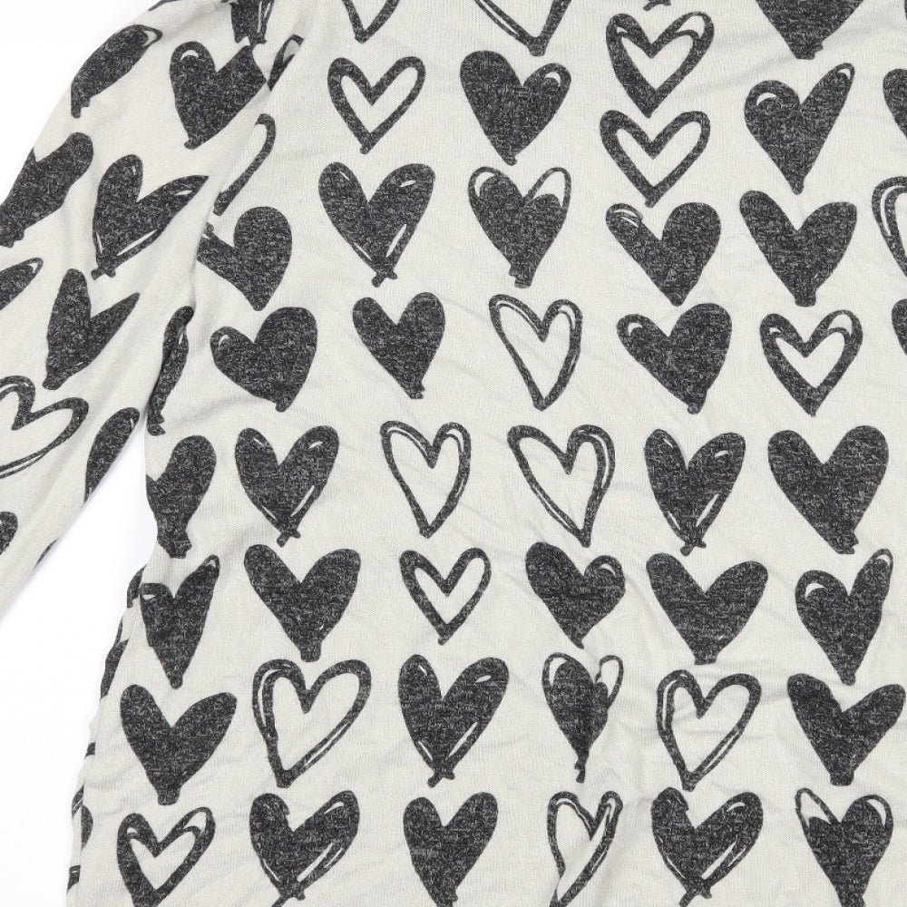 Kim & Co Womens Grey   Pullover Jumper Size S  - Love heart print
