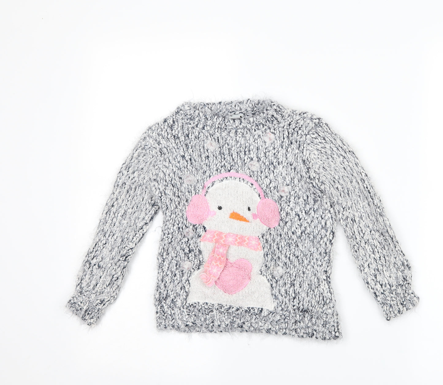 TU Girls Grey   Pullover Jumper Size 4 Years  - snowman