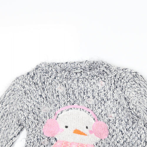 TU Girls Grey   Pullover Jumper Size 4 Years  - snowman