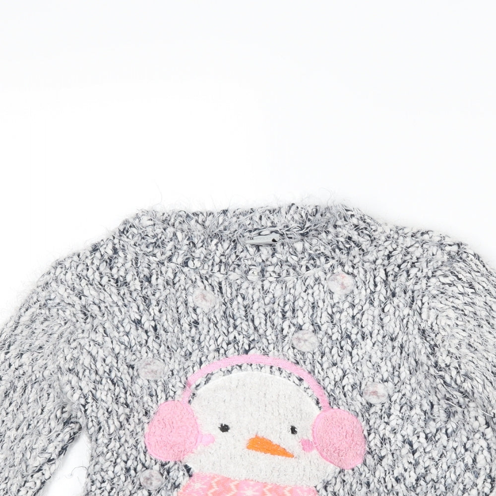 TU Girls Grey   Pullover Jumper Size 4 Years  - snowman