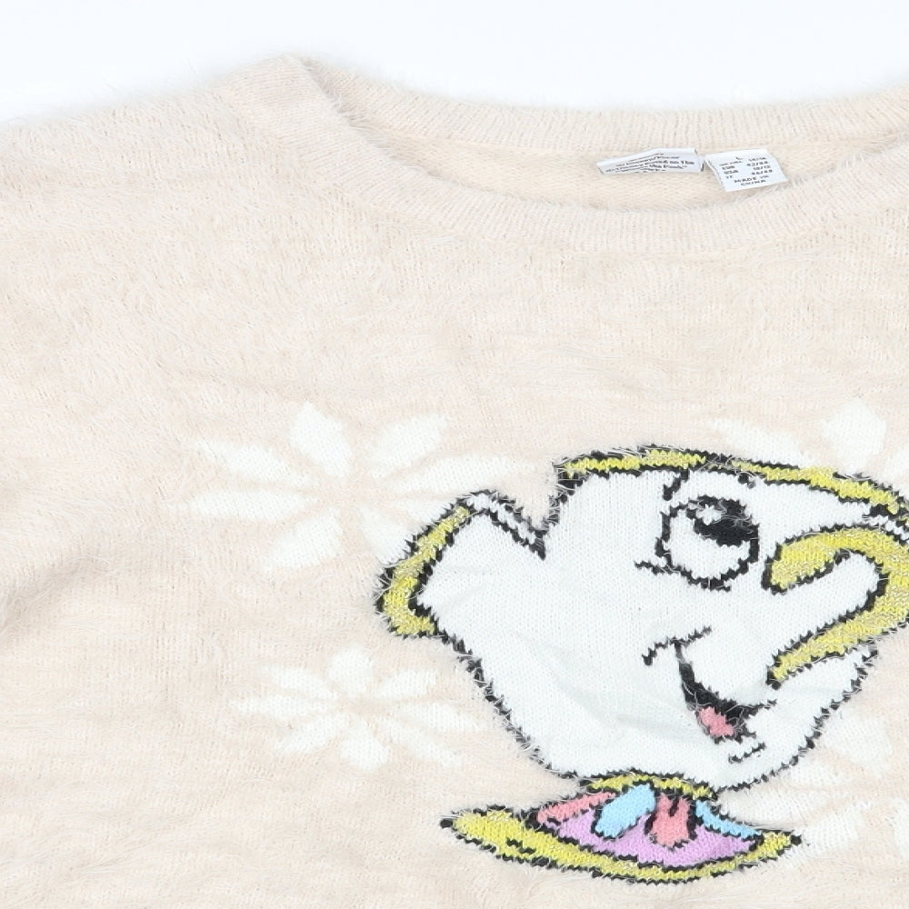 Primark Womens Pink   Pullover Jumper Size L  - Disney Beauty and the beast