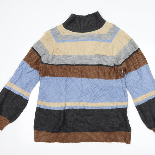 Warehouse Womens Grey Striped  Pullover Jumper Size 10
