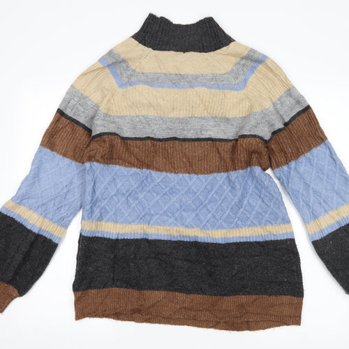 Warehouse Womens Grey Striped  Pullover Jumper Size 10