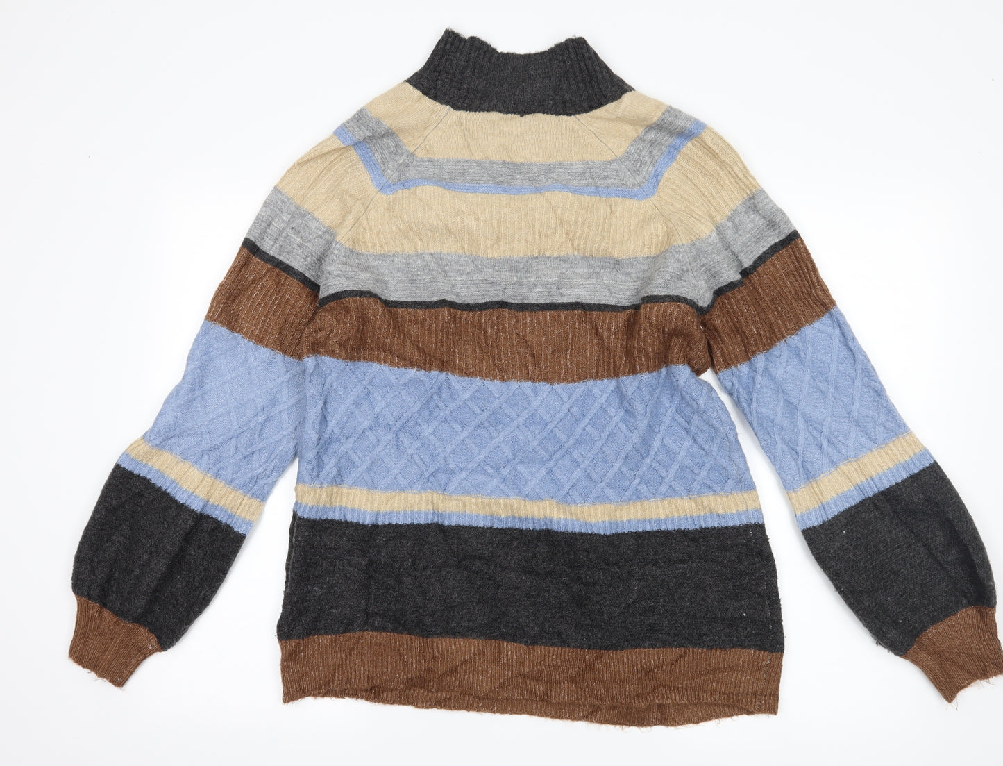 Warehouse Womens Grey Striped  Pullover Jumper Size 10