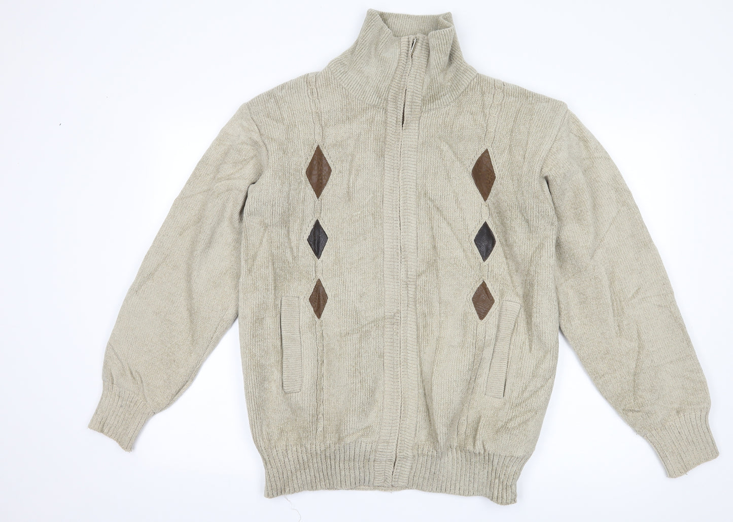 Todd baxter Mens Beige Argyle/Diamond  Jacket  Size M