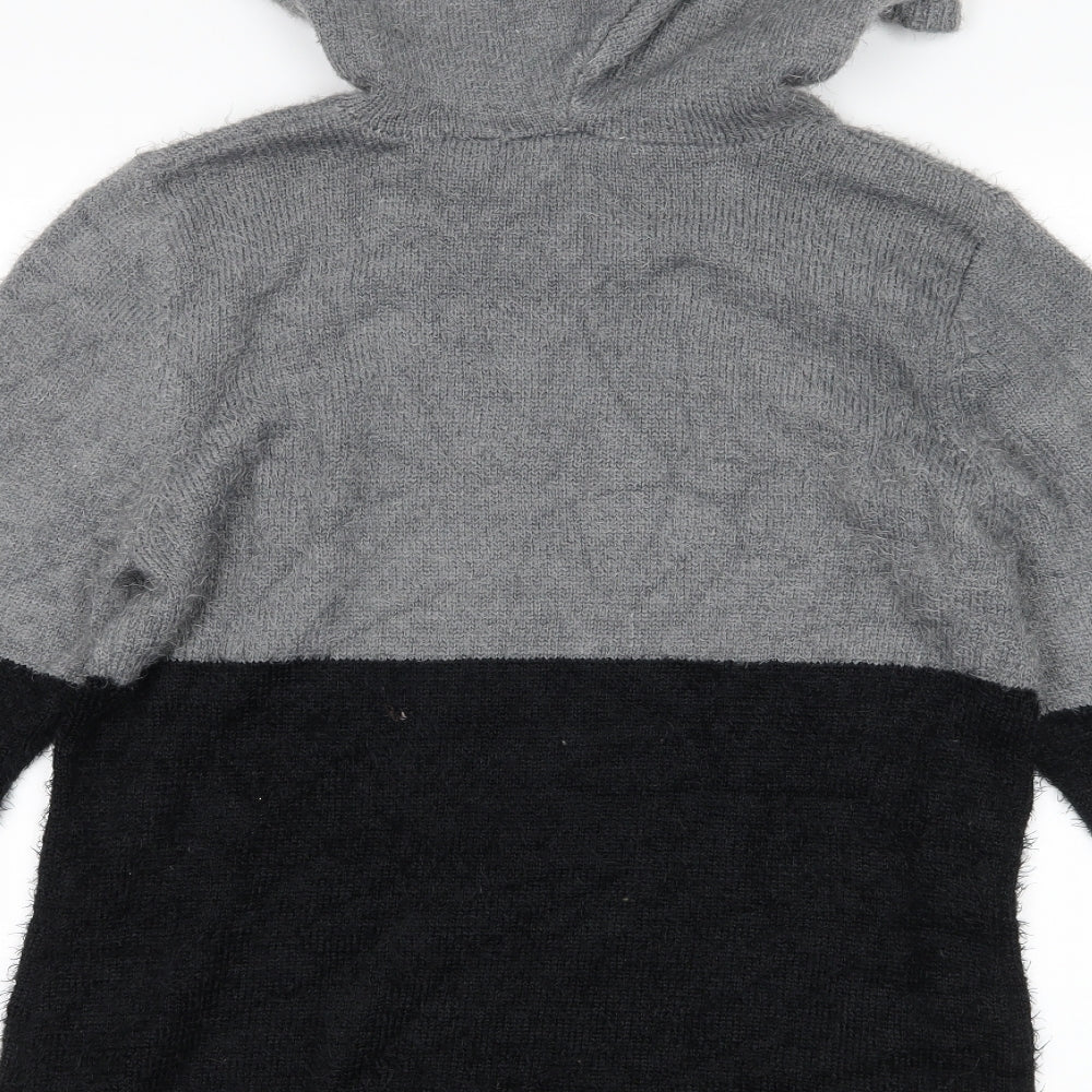 August Silk Womens Grey Striped  Pullover Hoodie Size L