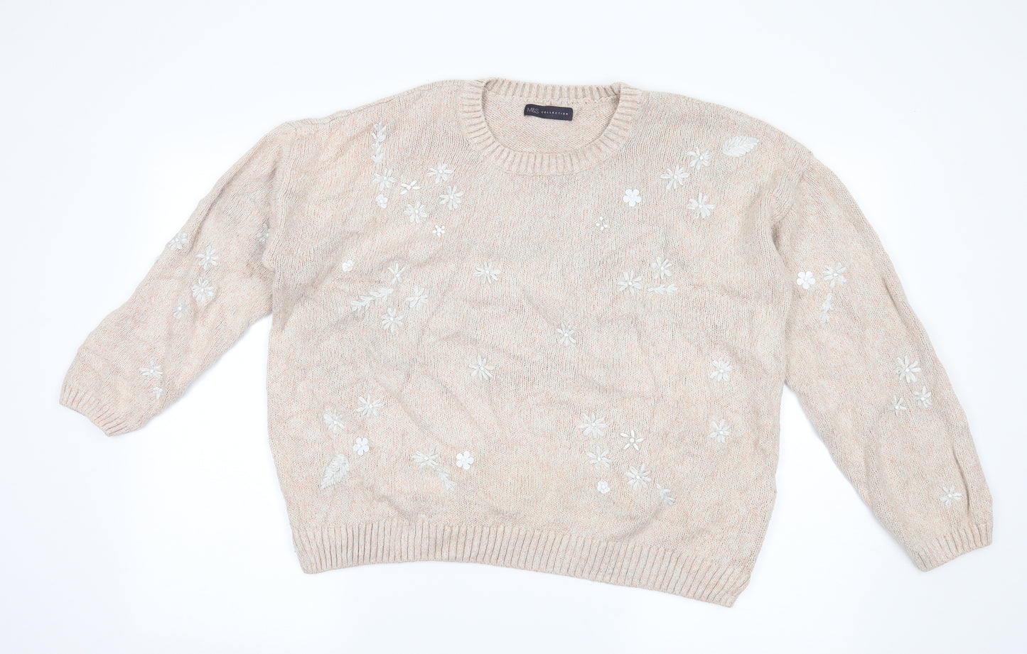 Marks and Spencer Womens Pink Floral  Pullover Jumper Size 20