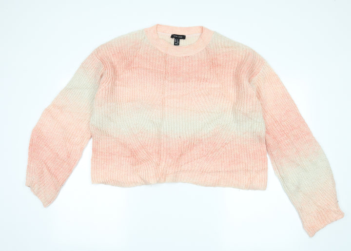 New Look Womens Pink Striped  Pullover Jumper Size M