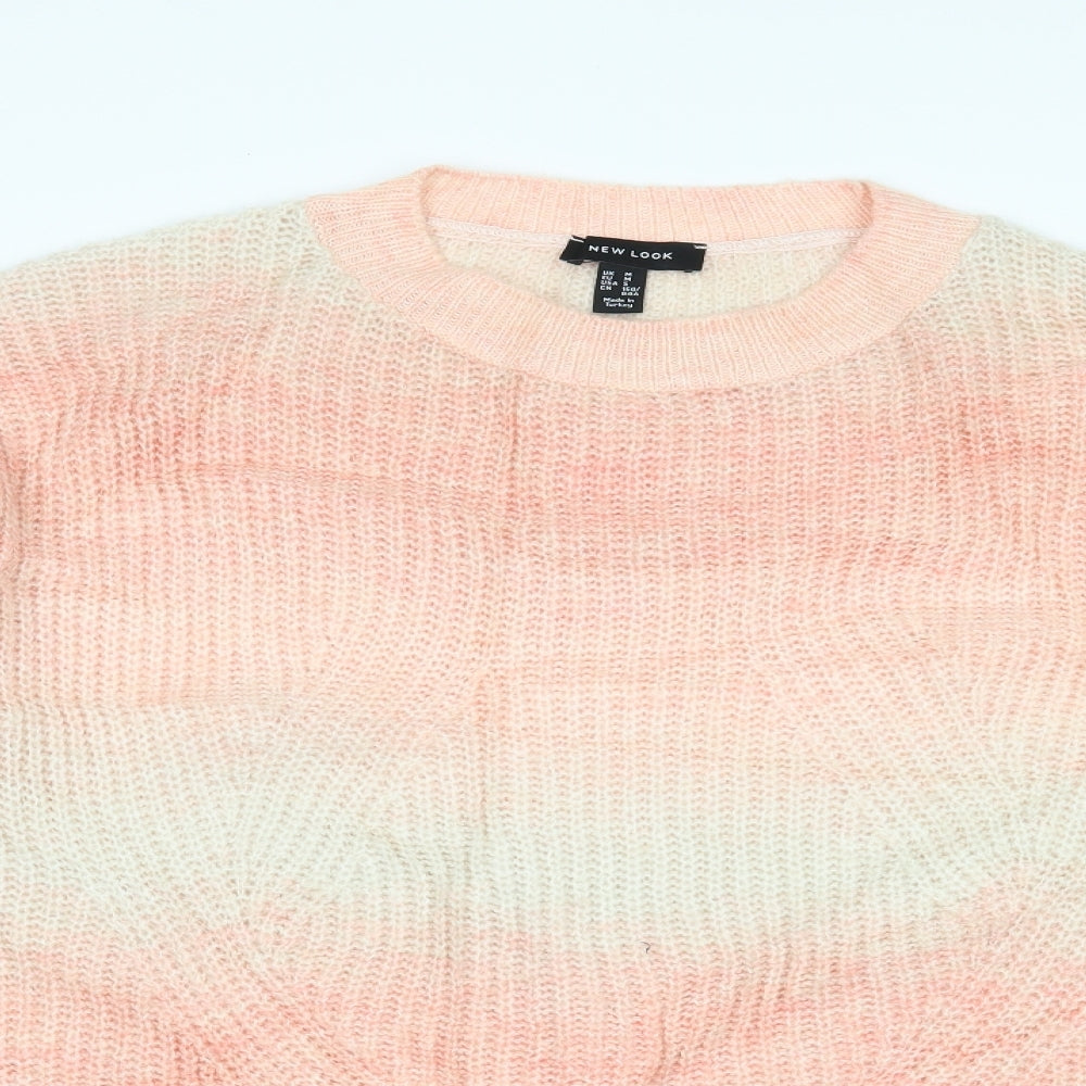 New Look Womens Pink Striped  Pullover Jumper Size M